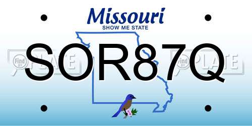 SOR87Q Missouri License Plate