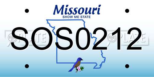 SOS0212 Missouri License Plate