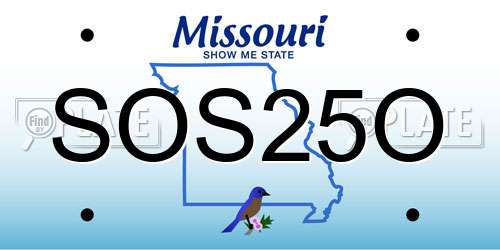 SOS25O Missouri License Plate