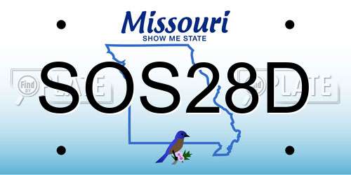 SOS28D Missouri License Plate
