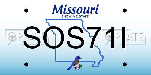 SOS71I Missouri License Plate