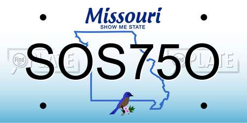 SOS75O Missouri License Plate