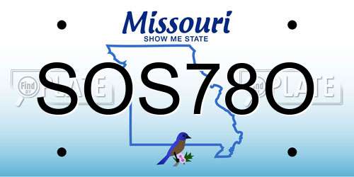 SOS78O Missouri License Plate