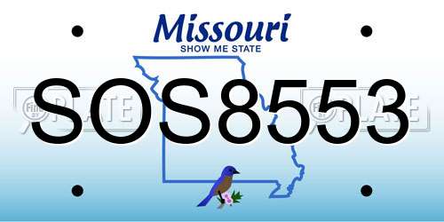 SOS8553 Missouri License Plate