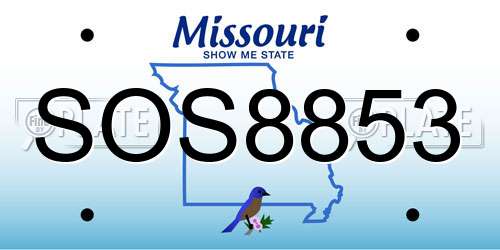 SOS8853 Missouri License Plate