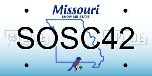 SOSC42 Missouri License Plate