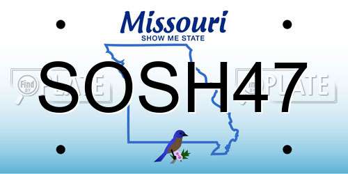 SOSH47 Missouri License Plate