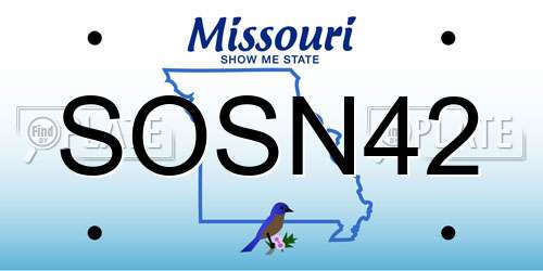 SOSN42 Missouri License Plate