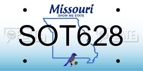 SOT628 Missouri License Plate