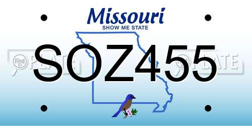 SOZ455 Missouri License Plate