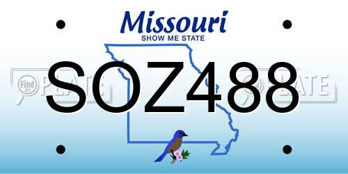 SOZ488 Missouri License Plate