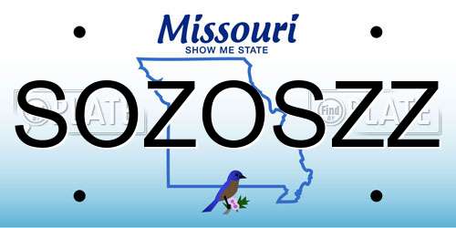 SOZOSZZ Missouri License Plate