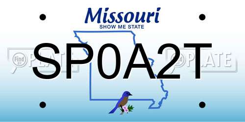 SP0A2T Missouri License Plate