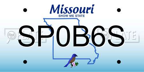 SP0B6S Missouri License Plate
