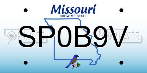 SP0B9V Missouri License Plate