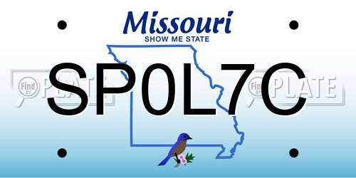 SP0L7C Missouri License Plate