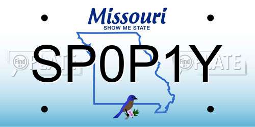 SP0P1Y Missouri License Plate