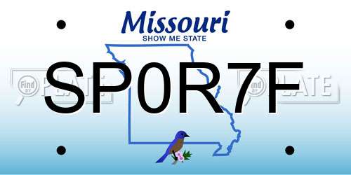 SP0R7F Missouri License Plate