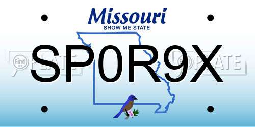 SP0R9X Missouri License Plate