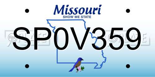 SP0V359 Missouri License Plate