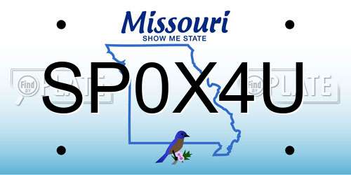 SP0X4U Missouri License Plate
