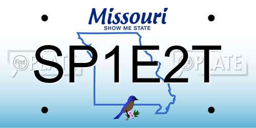 SP1E2T Missouri License Plate