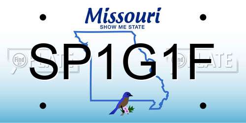SP1G1F Missouri License Plate