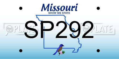 SP292 Missouri License Plate