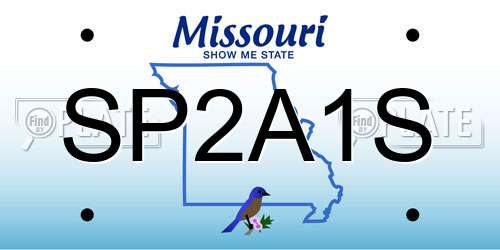 SP2A1S Missouri License Plate