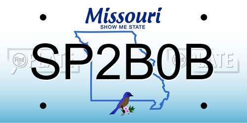 SP2B0B Missouri License Plate