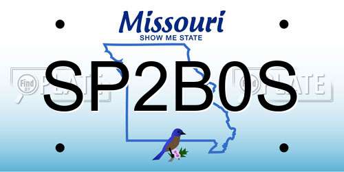 SP2B0S Missouri License Plate