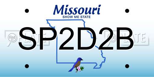 SP2D2B Missouri License Plate