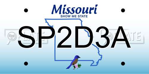 SP2D3A Missouri License Plate