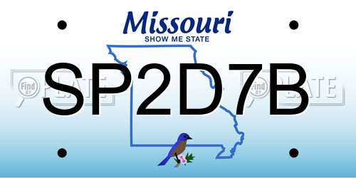 SP2D7B Missouri License Plate