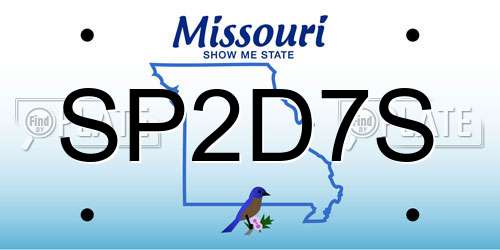 SP2D7S Missouri License Plate