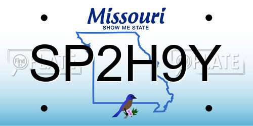 SP2H9Y Missouri License Plate