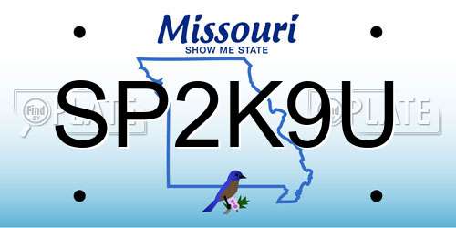 SP2K9U Missouri License Plate