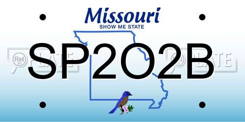 SP2O2B Missouri License Plate