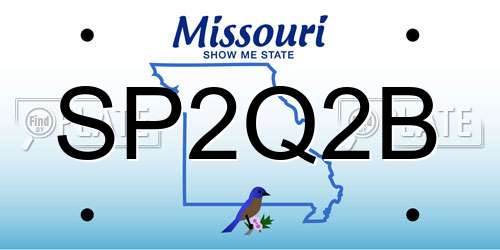 SP2Q2B Missouri License Plate