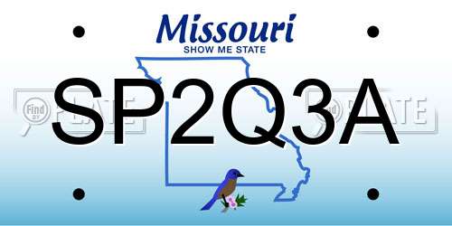 SP2Q3A Missouri License Plate