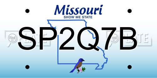 SP2Q7B Missouri License Plate