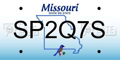 SP2Q7S Missouri License Plate