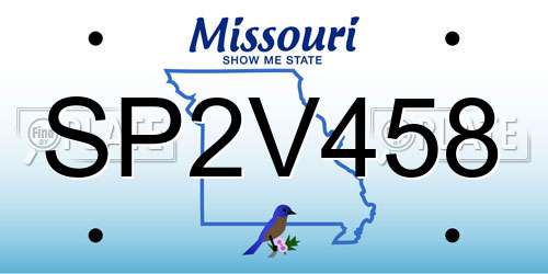 SP2V458 Missouri License Plate