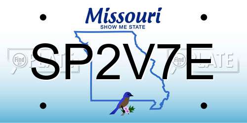 SP2V7E Missouri License Plate