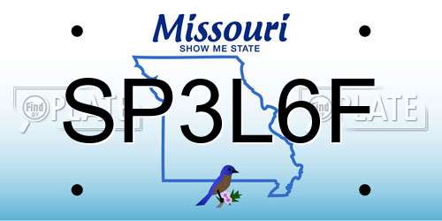 SP3L6F Missouri License Plate