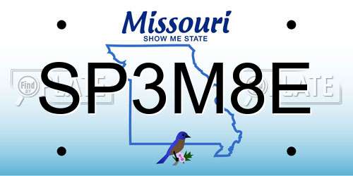SP3M8E Missouri License Plate
