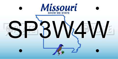 SP3W4W Missouri License Plate