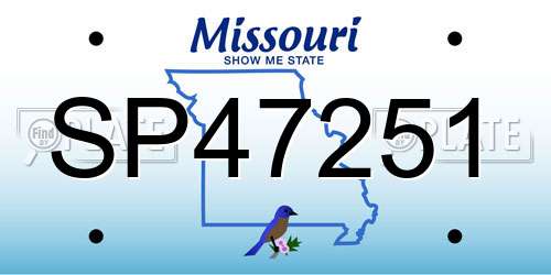 SP47251 Missouri License Plate