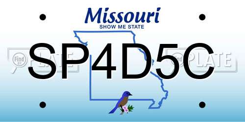 SP4D5C Missouri License Plate