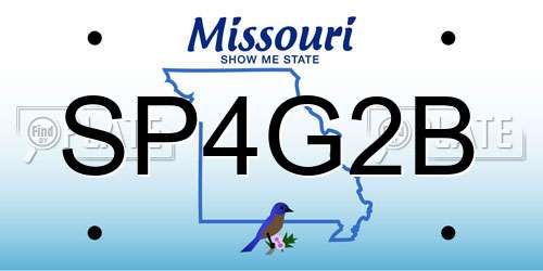 SP4G2B Missouri License Plate